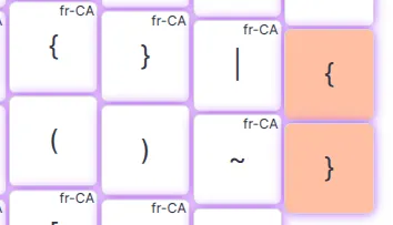 A screenshot of Oryx, the software I use for configuring my keyboard showing that curly brackets are available in two different spots on my keyboard.